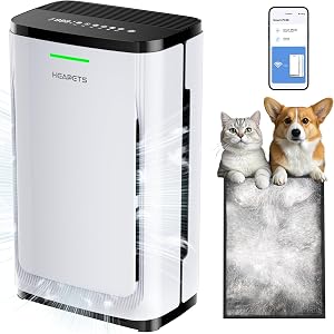Pet Air Purifier Large Home 4200 sq ft, Suck up Floating Cat Dog Hair Dander, 7-Stage H13 